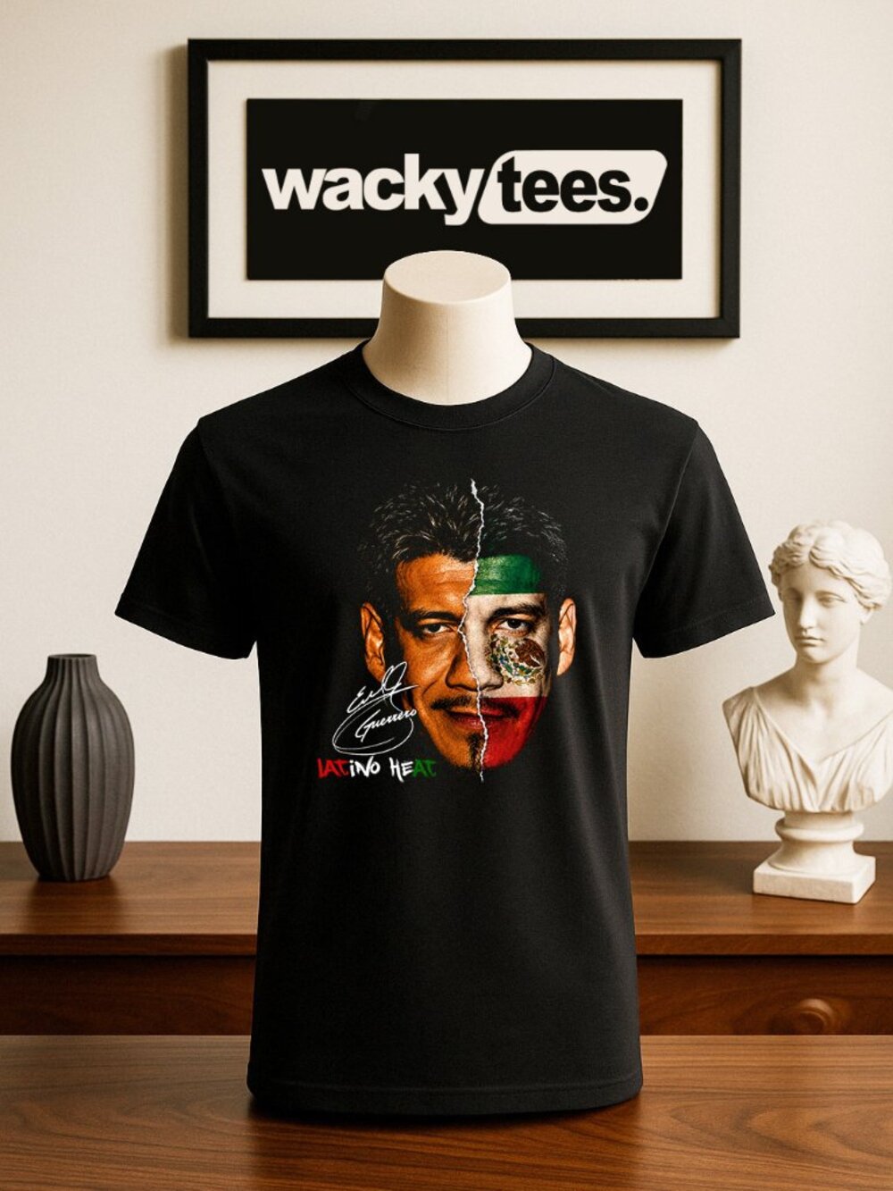 Eddie Latino Heat Guerrero Mexican Flag Face Wrestling Legend Graphic Tee Shirt